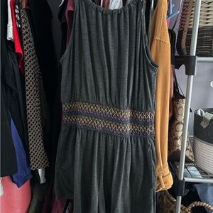 Dark Gray Sleeveless Dress with Colorful Waist Detail